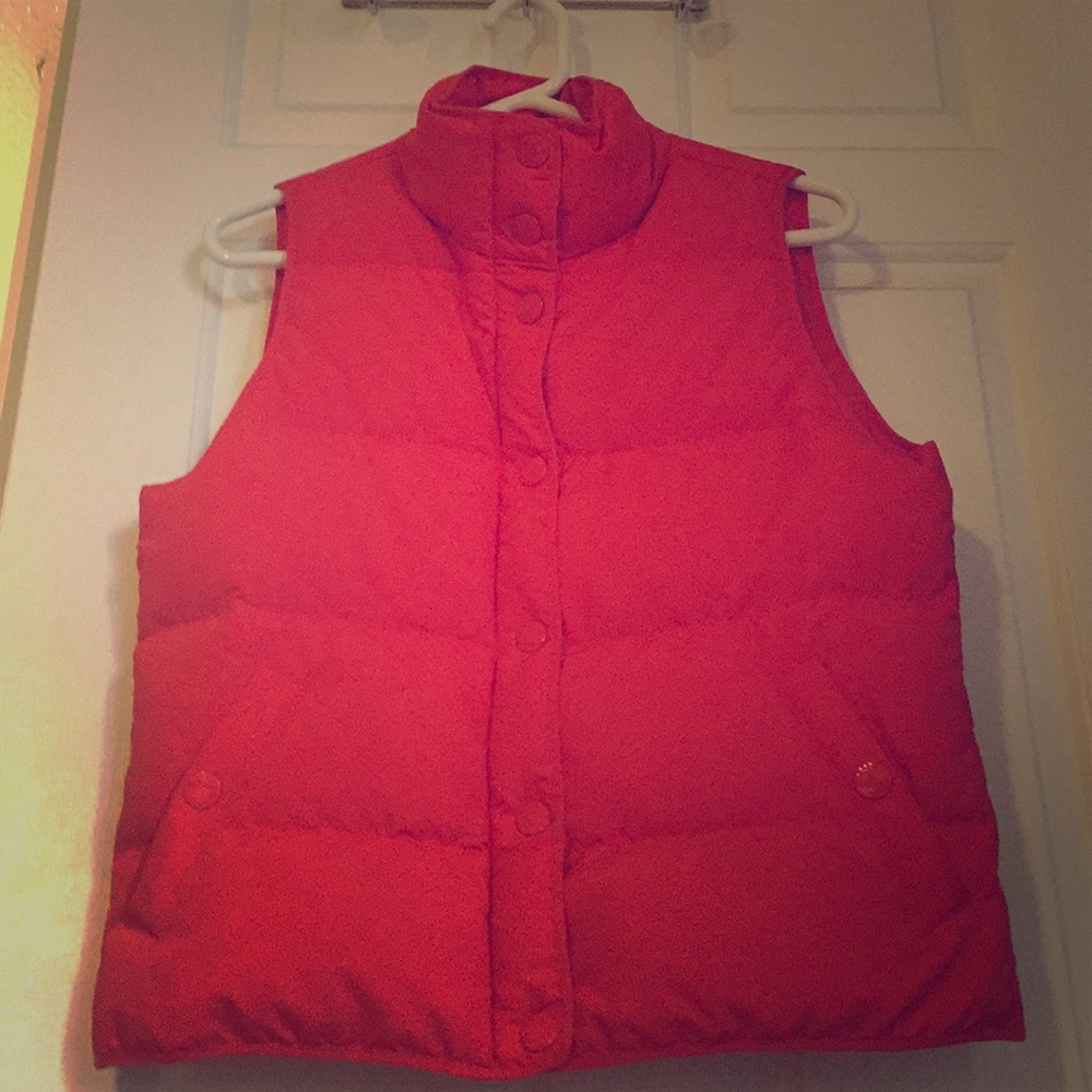 J Crew Red Puffer Down Vest Small